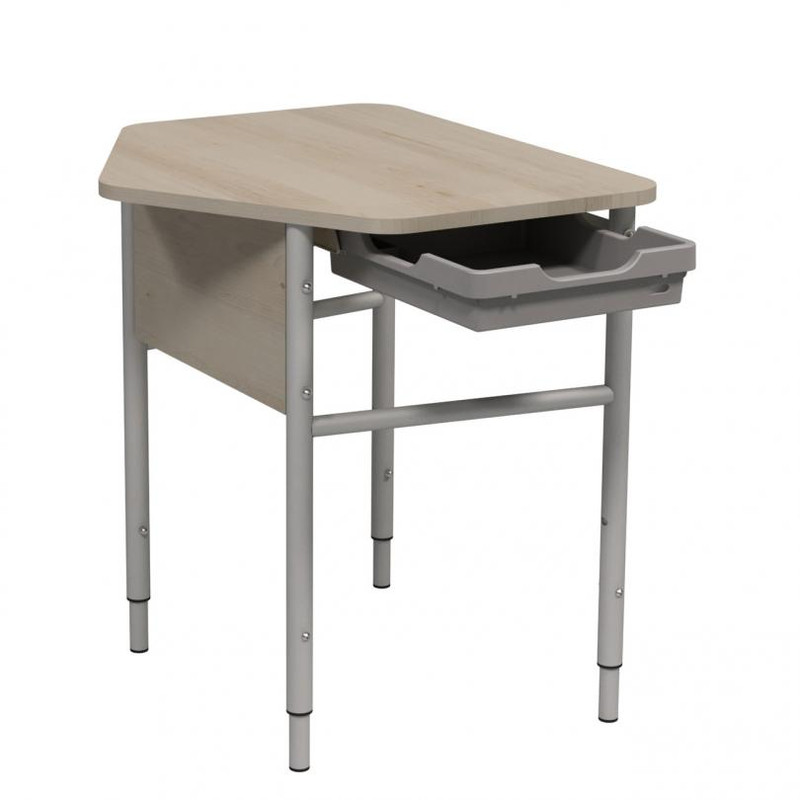 Стіл учнівський 1-місний, 5-ти кутний, ростова група №4-7, АНШАР ГРУП (54178 Л), 700х597х640-820 мм, з пластиковим лотком для приладдя розміру 314x362x72 мм